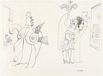 SAUL STEINBERG (1914 - 1999, AMERICAN) Art Lovers, (# 10).                                                                                       